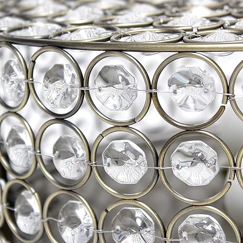 Miniatura 7 de Elegant Designs FM1003-ABS Elipse Crystal 12 pulgadas moderno metal 2 luces redondo techo empotrado montaje empotrado, latón antiguo