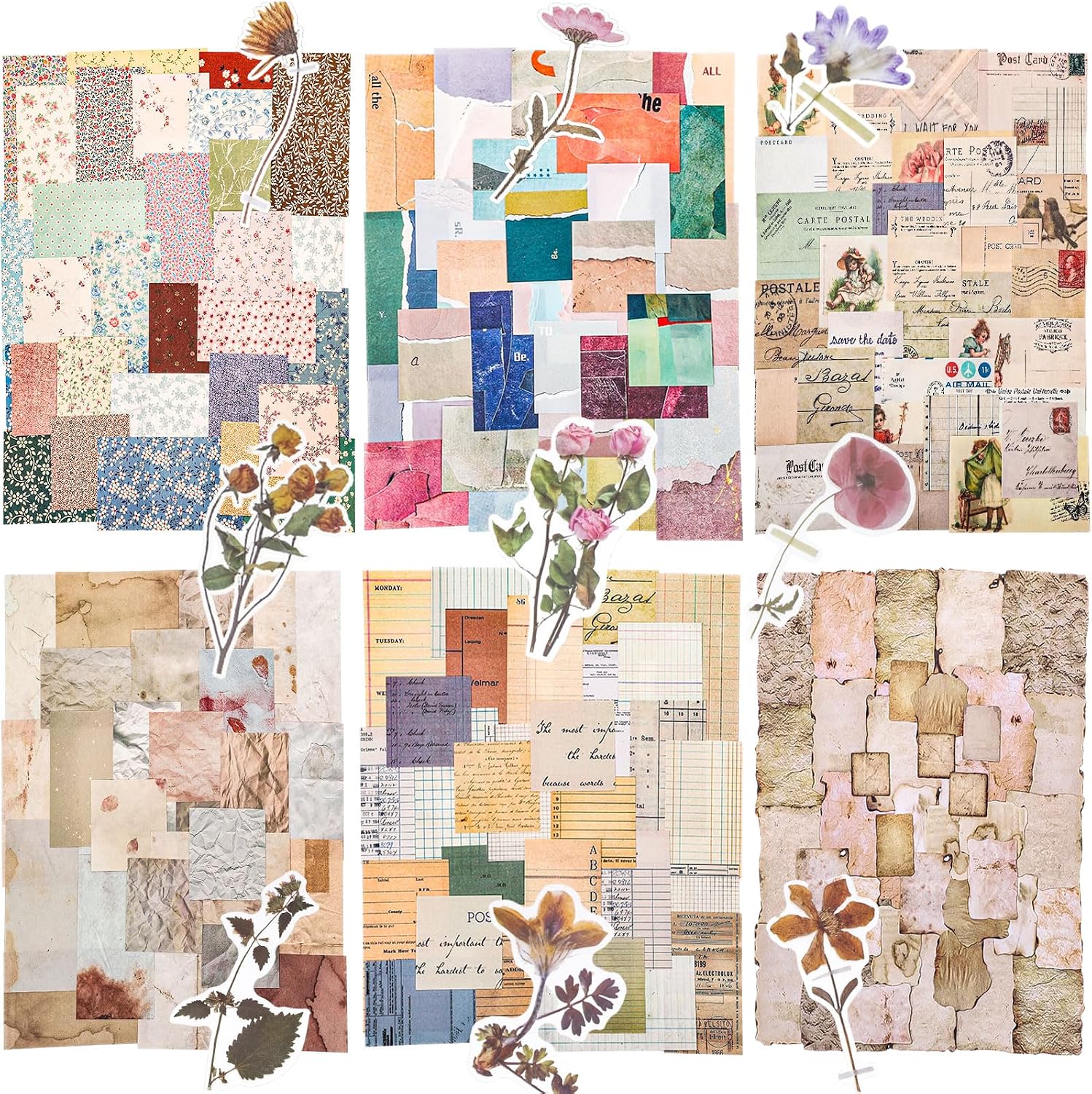 168 Pcs Textured Scrapbook Paper Supplies Vintage Embossed Rice Paper thumbnail