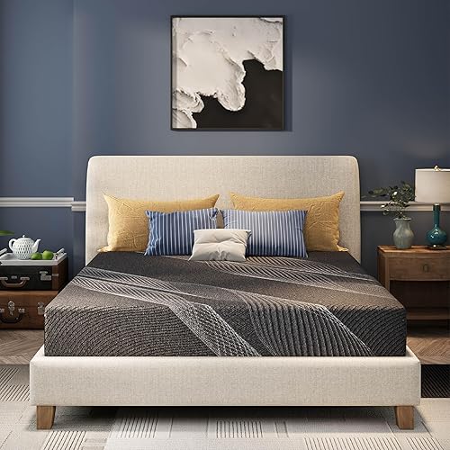 Miniatura 10 de CH Charme House Colchón Queen de 10 pulgadas, colchón de espuma viscoelástica de carbón de bambú, enfriamiento y alivio de presión, cama en una