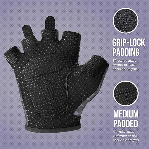 Miniatura 3 de 5297 Design Series - Guantes de elevación y remo con estampado de leopardo para mujer, ligeros, veganos, medianos, acolchados, de microfibra amara