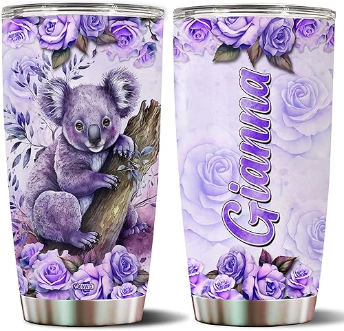 Miniatura 1 de Regalo personalizado de koala para niñas, mujeres, taza de café aislada de acero inoxidable de 20 onzas, taza de viaje, vaso, botella de agua,