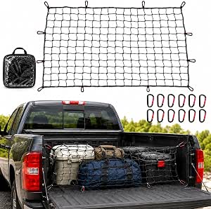 Heavy-Duty Pickup Truck Cargo Net with 12 Carabiners