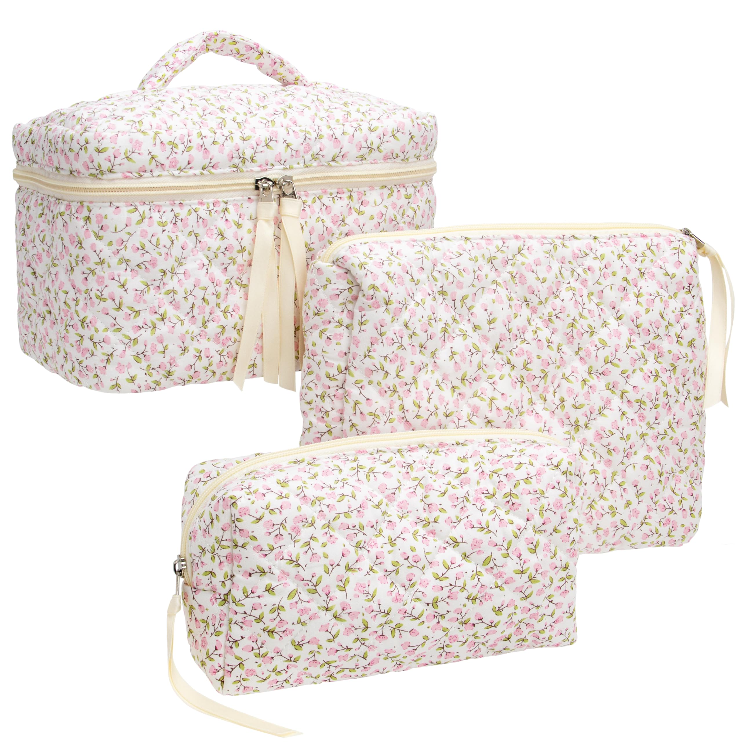 PAZIMIIK Quilted Makeup Bag Set