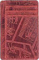 Vista 33 de Cartera de cuero Oak Leathers, cartera minimalista delgada para hombres y mujeres con bolsillo frontal, con bloqueo RFID y tarjetero, Fucsia, Pequeña