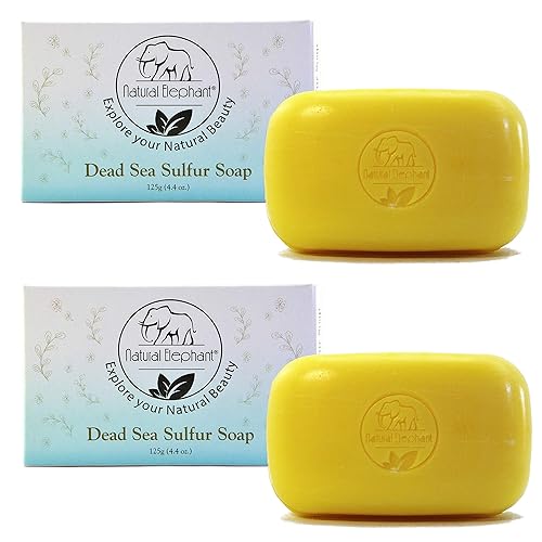 Vista 15 de Natural Elephant Barra de jabón de azufre del Mar Muerto Jabón aclarante facial y corporal con sal del mar muerto y aloe vera 4.4 oz (125 g)