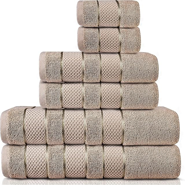 Luxe Home 6 Piece Towel Bale Set. 100% Turkish Cotton - 600GSM Soft, Absorbent and Premium Quality Bundle. 2 Luxury Bath Towels, 2 Hand Towels 2 Wash Cloths