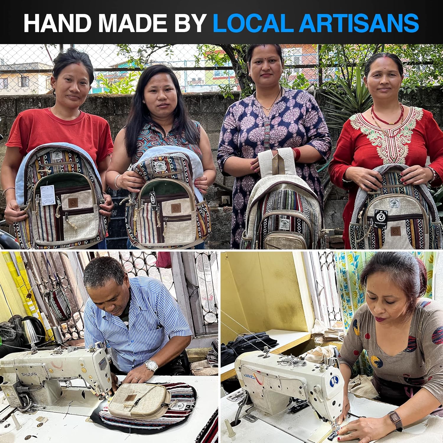 Handmade Natural Hemp Nepal Backpack Purse, Small Lightweight Daypack (DAYPACK1) - Image 8