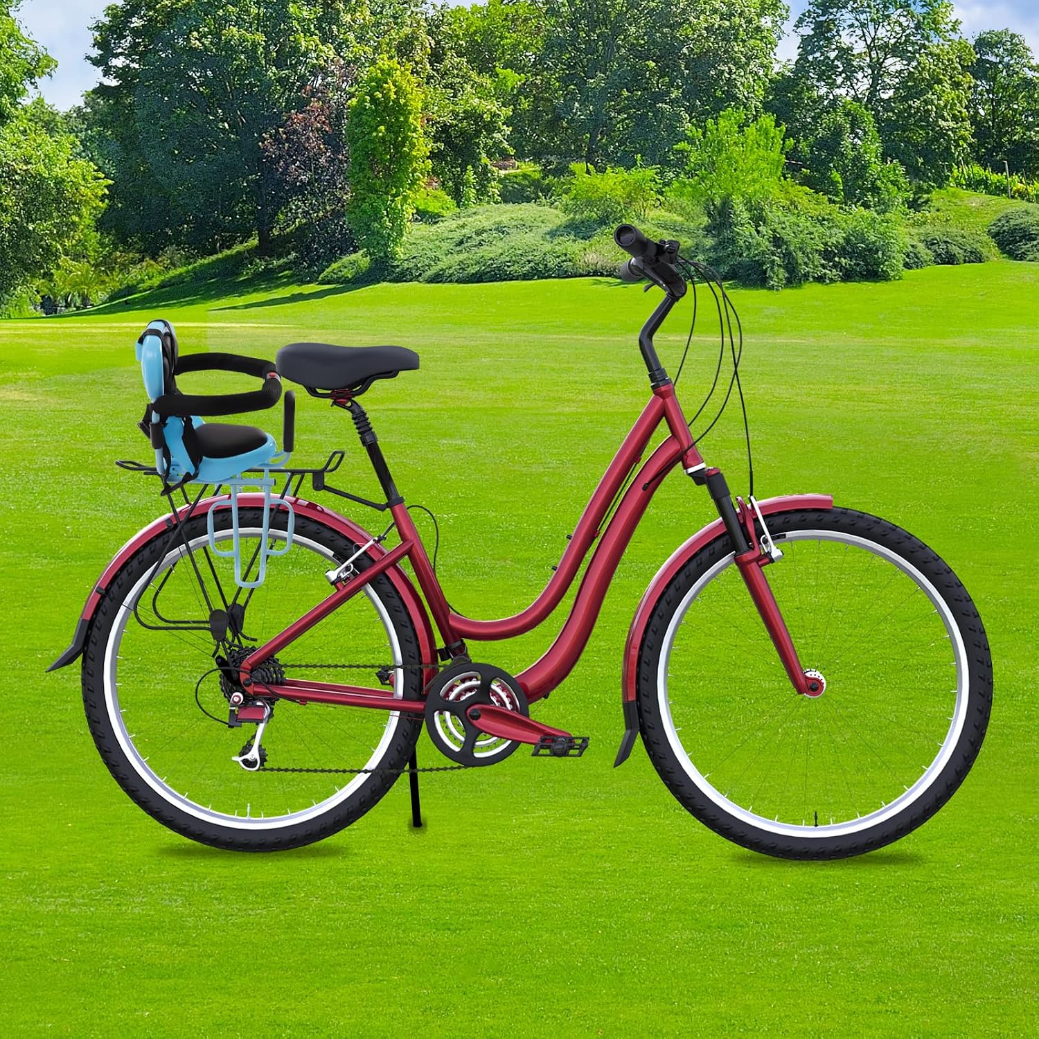 Rear Child Bike Seat Attachment for Adult Bike with Seat Cushion, Rear Child Bike Seat Suitable for 6 Months -6 Years Old