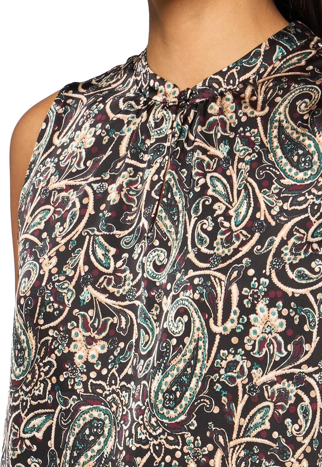 Kasper Womens Jewel Keyhole Neck Sleeveless Blouse - Image 3