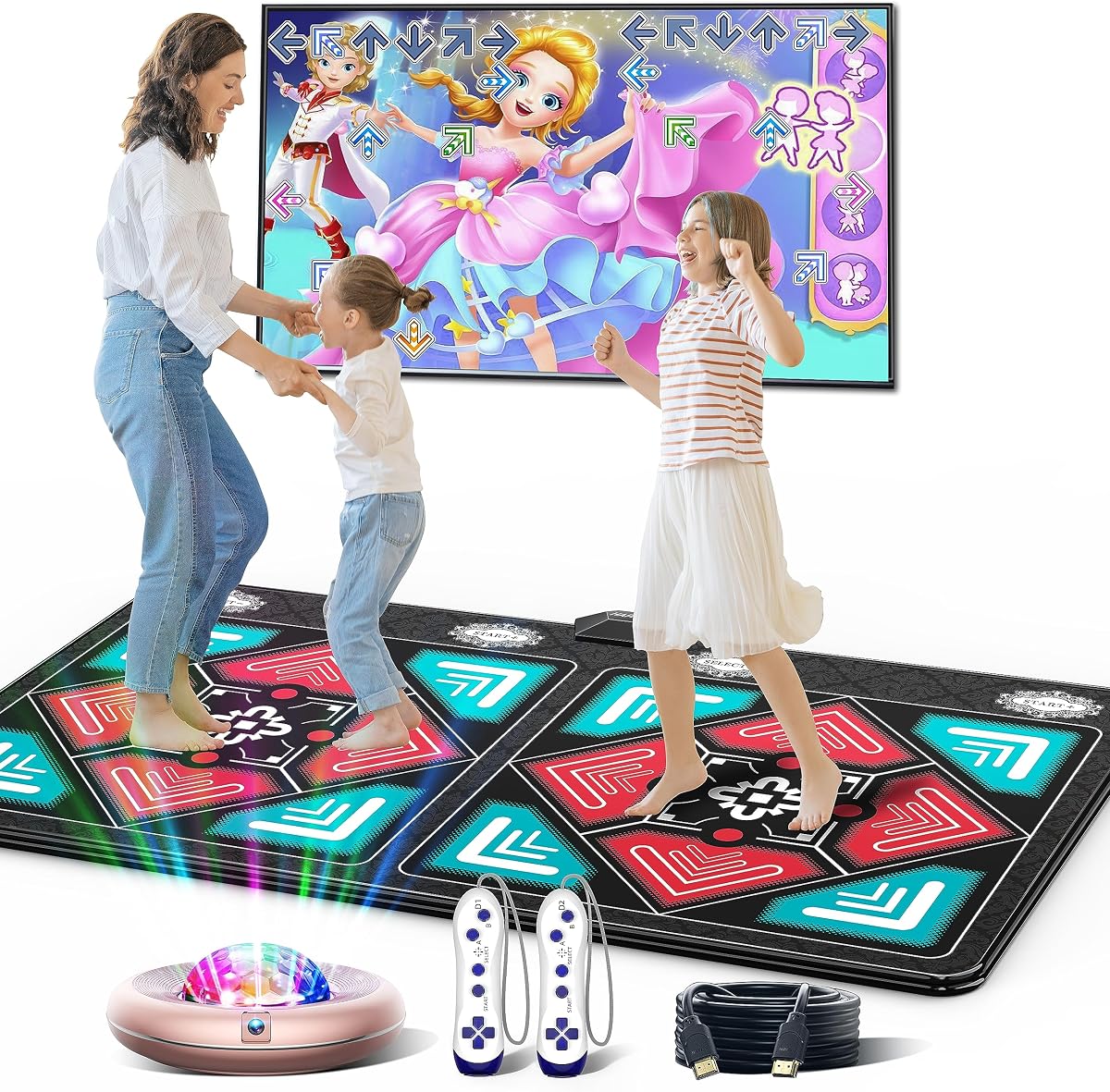 Dance Mat for Kids and Adults, Anti-Slip Wireless Electronic Dance Pad for TV, Plug and Play Sports Dance Mat Game with Smart Camera and 2 Controllers, Gift idea（Classic Snowflake）