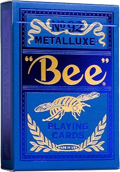 Bee MetalLuxe Playing Cards - Blue Foil Diamond Back, Standard Index