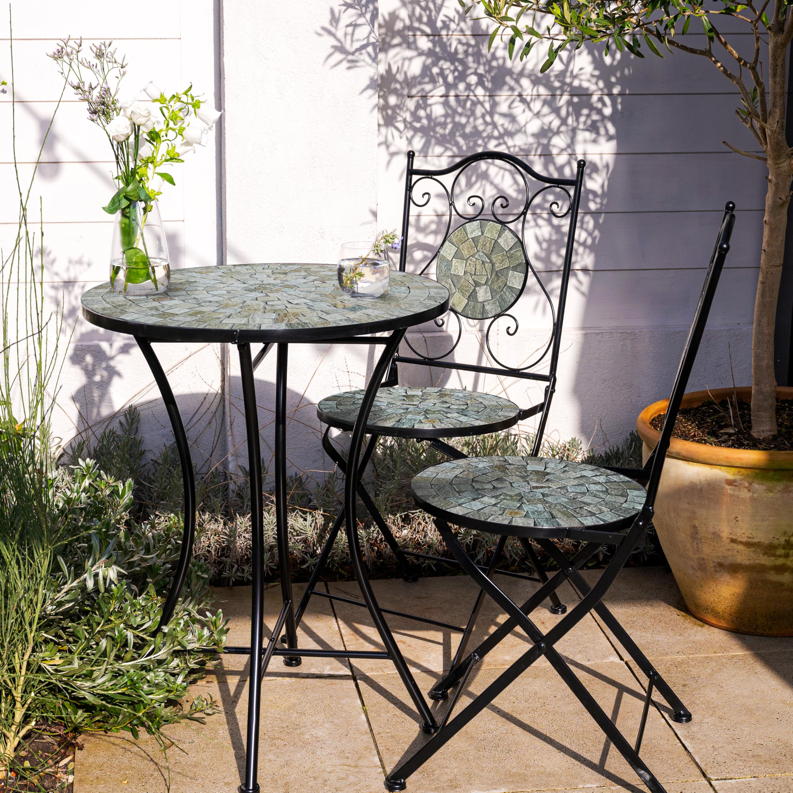 AXI Amélie Ensemble Bistro Extérieur Beige Sable Table et 2 Chaises Jardin