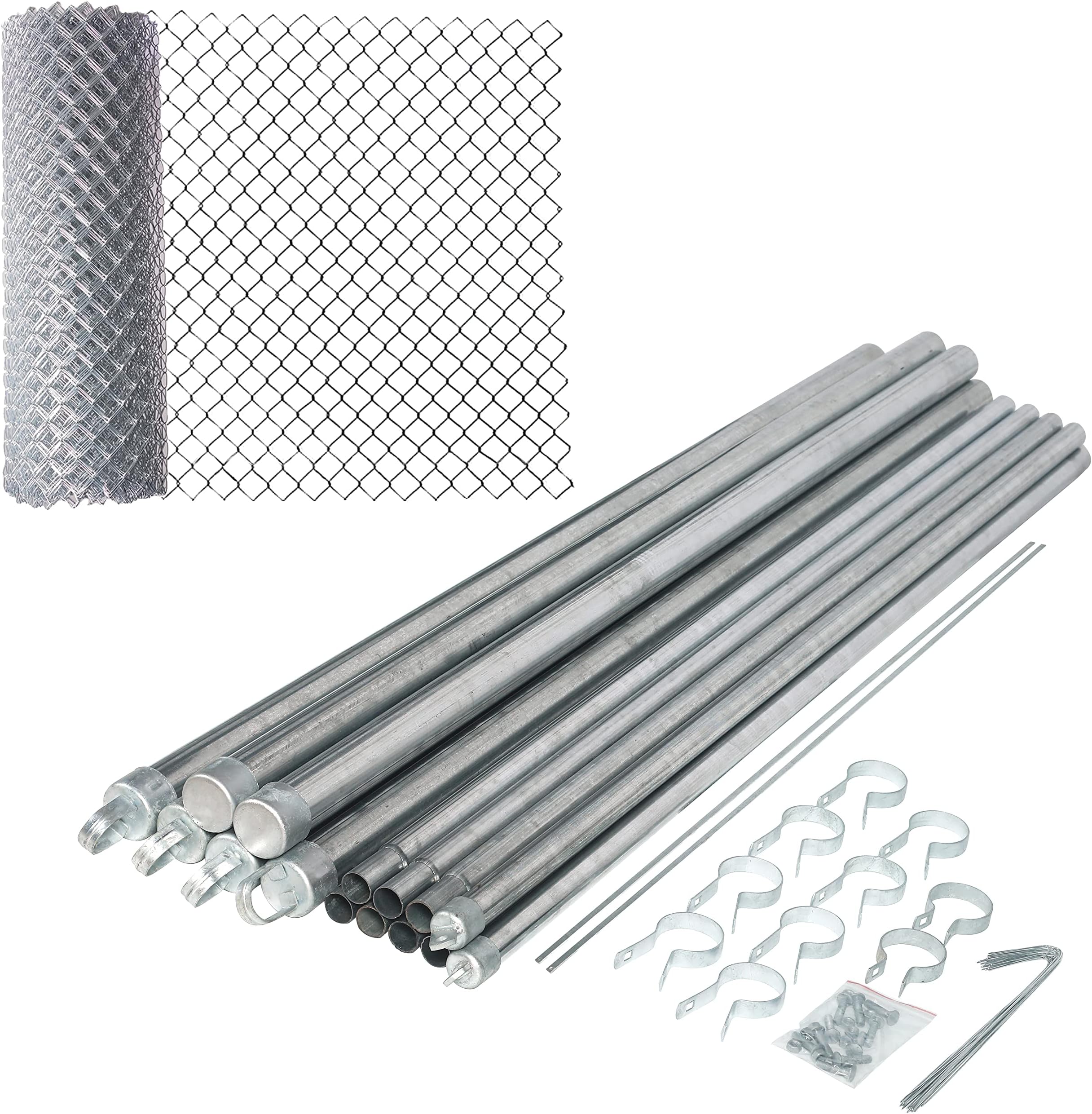 ALEKO Galvanized Steel Chain Link Fence | Complete Kit | 4 x 50 Ft | 11.5-AW Gauge | Silver | KITCLF115G4X50