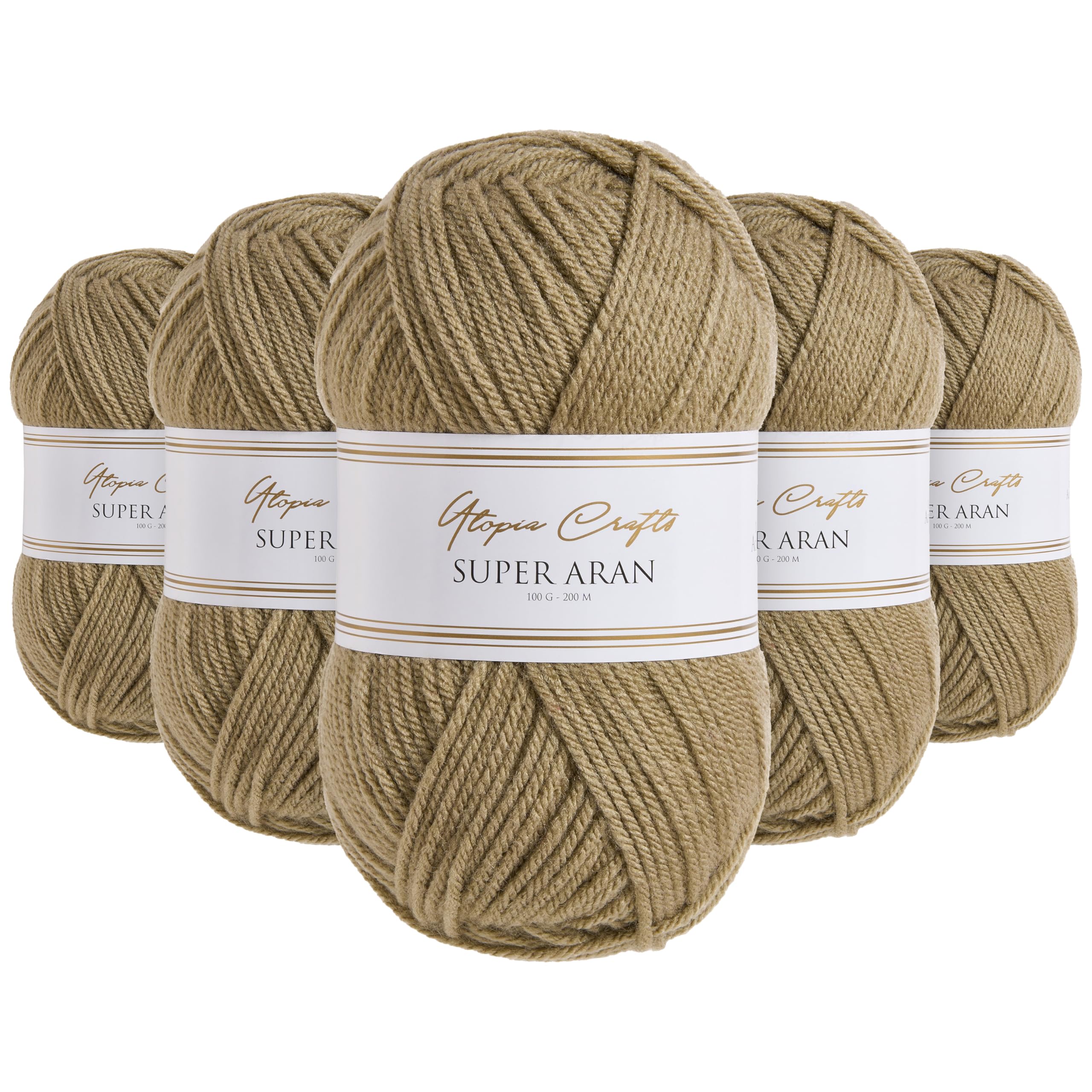 Utopia Crafts Super Aran Knitting and Crochet Yarn 5X 100g (Sandstone)