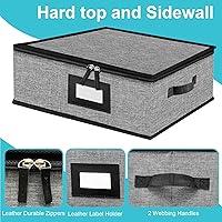 Vista 7 de Estuche de Almacenamiento Acolchado para Bandejas PAQUETE DE 2 - Contenedores de Almacenamiento de Porcelana Fina Carcasa Rígida para Organizar