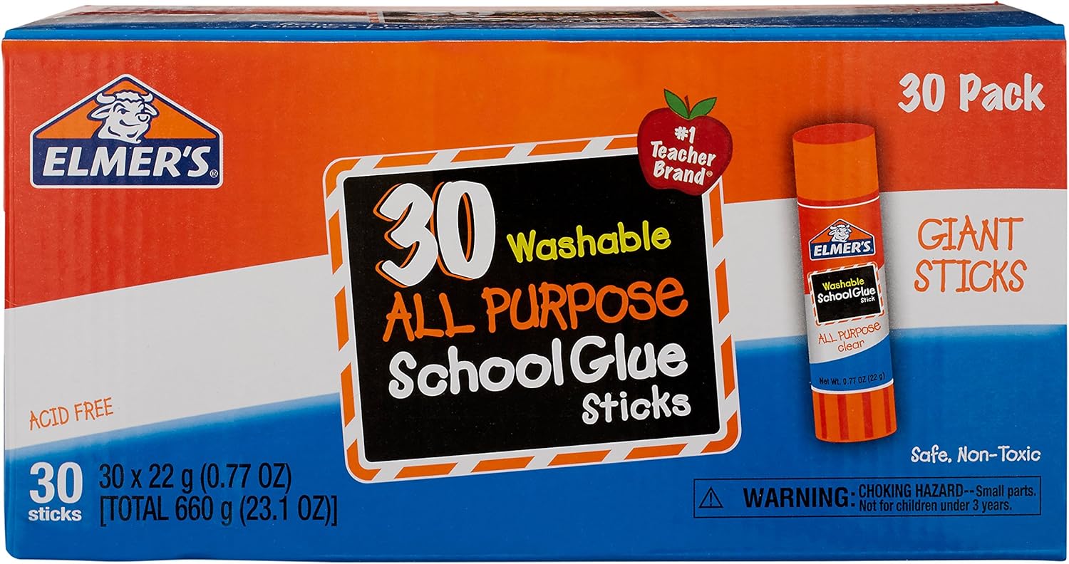 Elmer's All Purpose School Glue Sticks, Washable, 22 Gram, 30 Count: Office Products