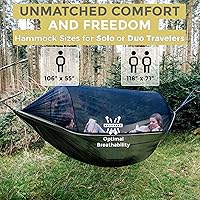 Vista 4 de Miztli Hamaca de camping – Hamaca portátil con amplia red y correas de árbol con bucles ajustables, hamaca doble e individual para exteriores