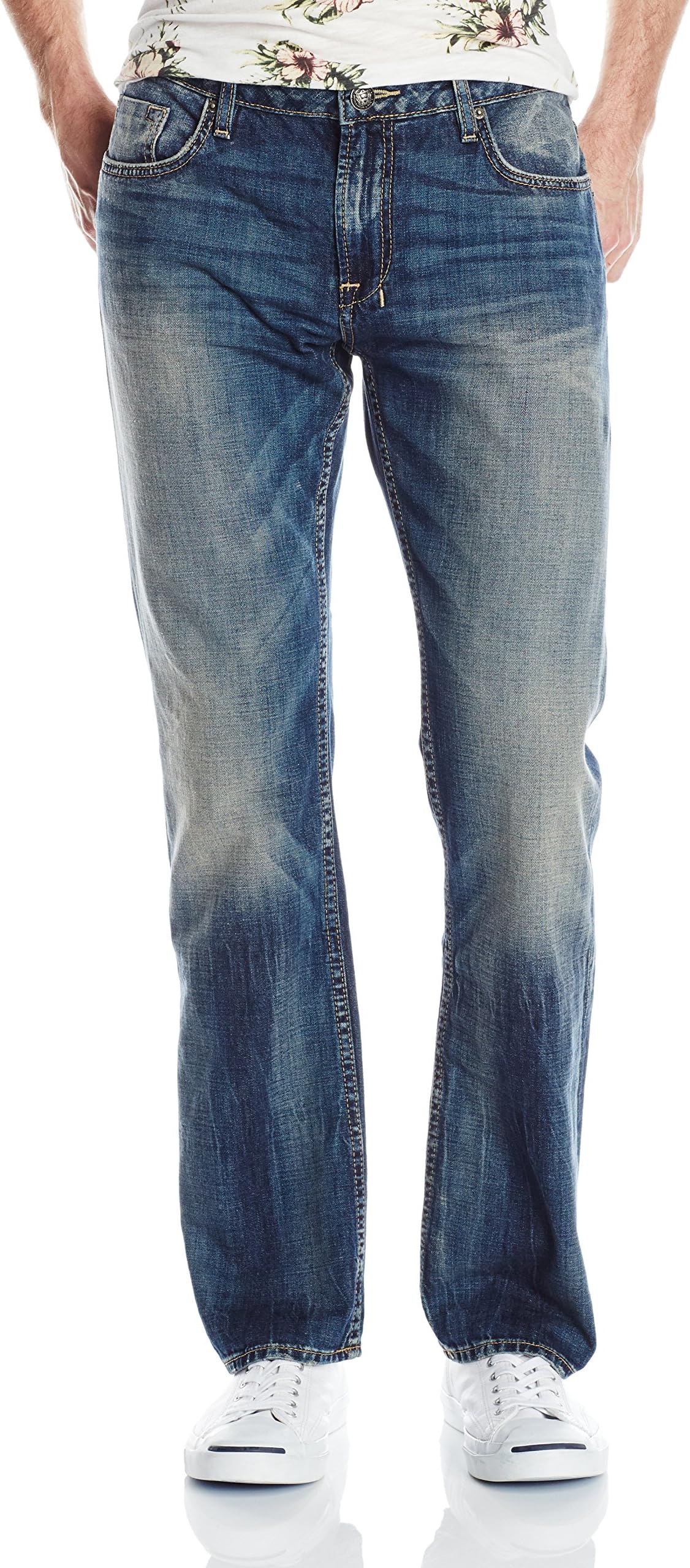 Buffalo David Bitton Men's Six Slim Straight Leg Jean In Vintage and Worn, Vintage/Worn, 30x32