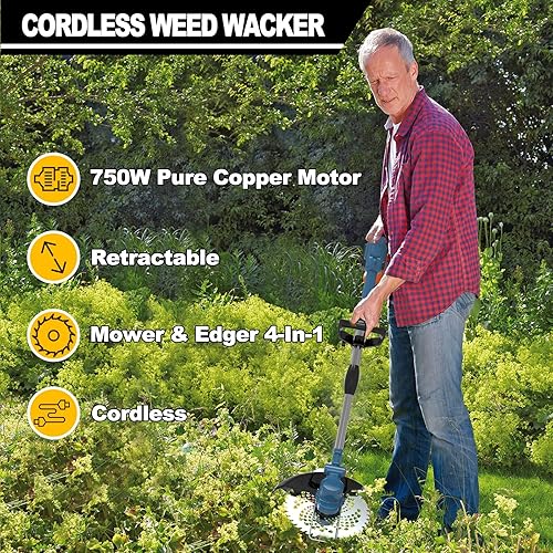 Miniatura 4 de Cortadora de cuerdas inalámbrica, trituradora eléctrica con correa, batería y cargador incluidos