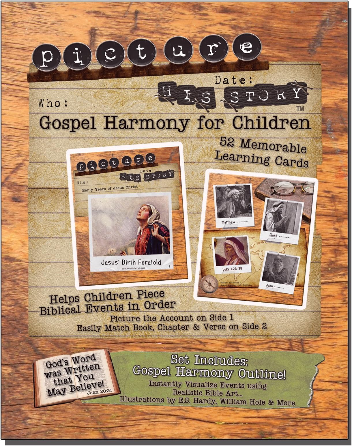 Gospel Harmony for Children: Picture His Story Bible Flashcards with Book, Chapter, and Verse Quick Reference