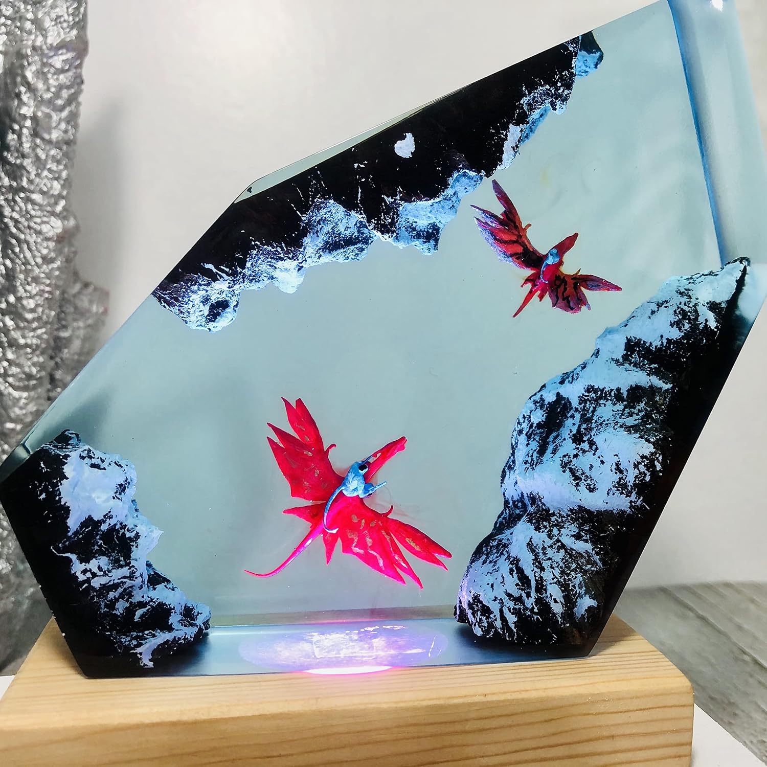 Dragon Avatar 2 Lamp, Avatar 2 Way of the Water Wood Resin Lamp, Ocean Diorama, Sea World Lamp, Survival Crafts, Lamp Decorations Marine Art Night Light Desk Lamp (5x7 inch)