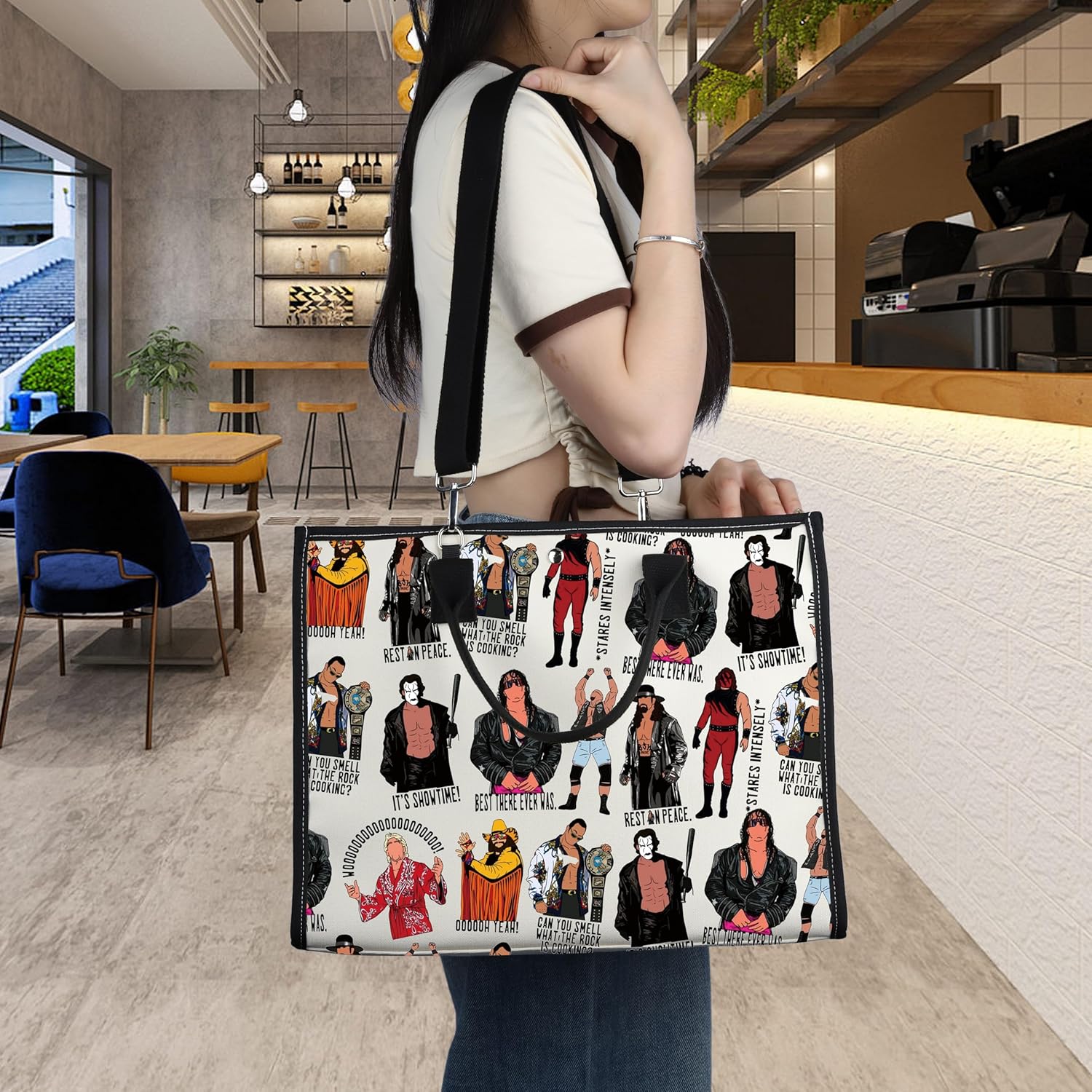 WZMPA Classic Wrestler Tote Bag Wrestling Match Fans Gift Wrestlin Hero Reusable Grocery Bag