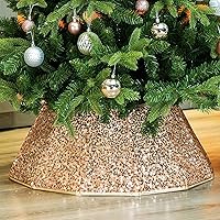 Vista 20 de Blissun - Collar para árbol de Navidad, falda de árbol de Navidad con lentejuelas, anillo de árbol plegable, base de soporte para árbol de Navidad