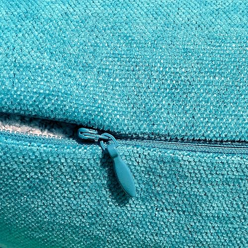 Miniatura 4 de Jeneoo Fundas de almohada decorativas de felpilla sólida, cuadradas, color azul turquesa, fundas para sofá (juego de 2, 18 x 18 pulgadas)