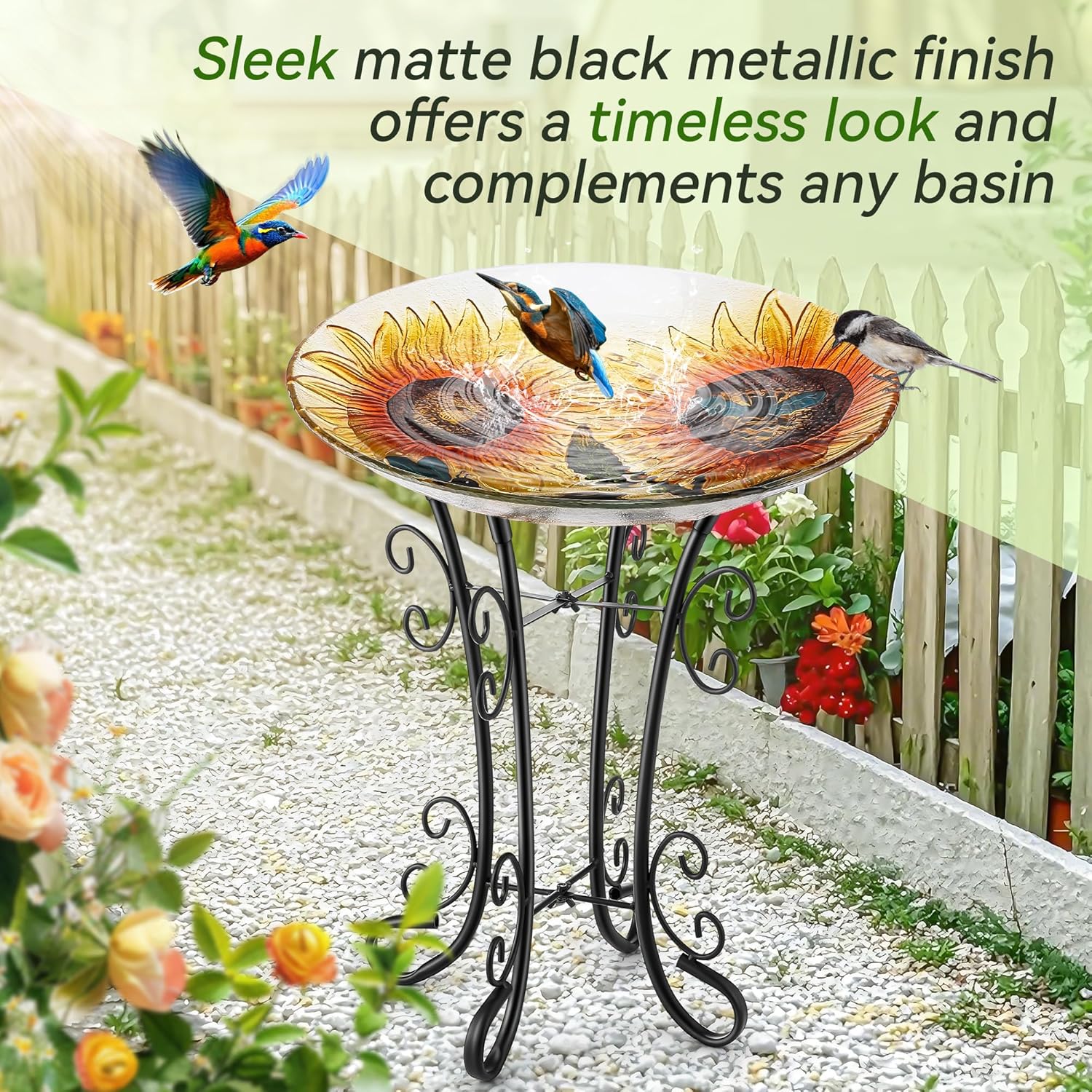 Outdoor Metal Bird Bath Stand, Sturdy Birdbath Bowl Stand, 16 Inch, Fade and Weather Resistant,Outdoor Decoration for Glass BirdBaths, Garden Yards Lawn