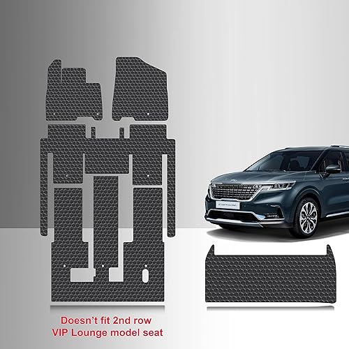 Miniatura 2 de TOUGHPRO Juego completo de accesorios de piso + almacenamiento compatibles con KIA Carnival de 8 plazas para todo tipo de clima, goma negra