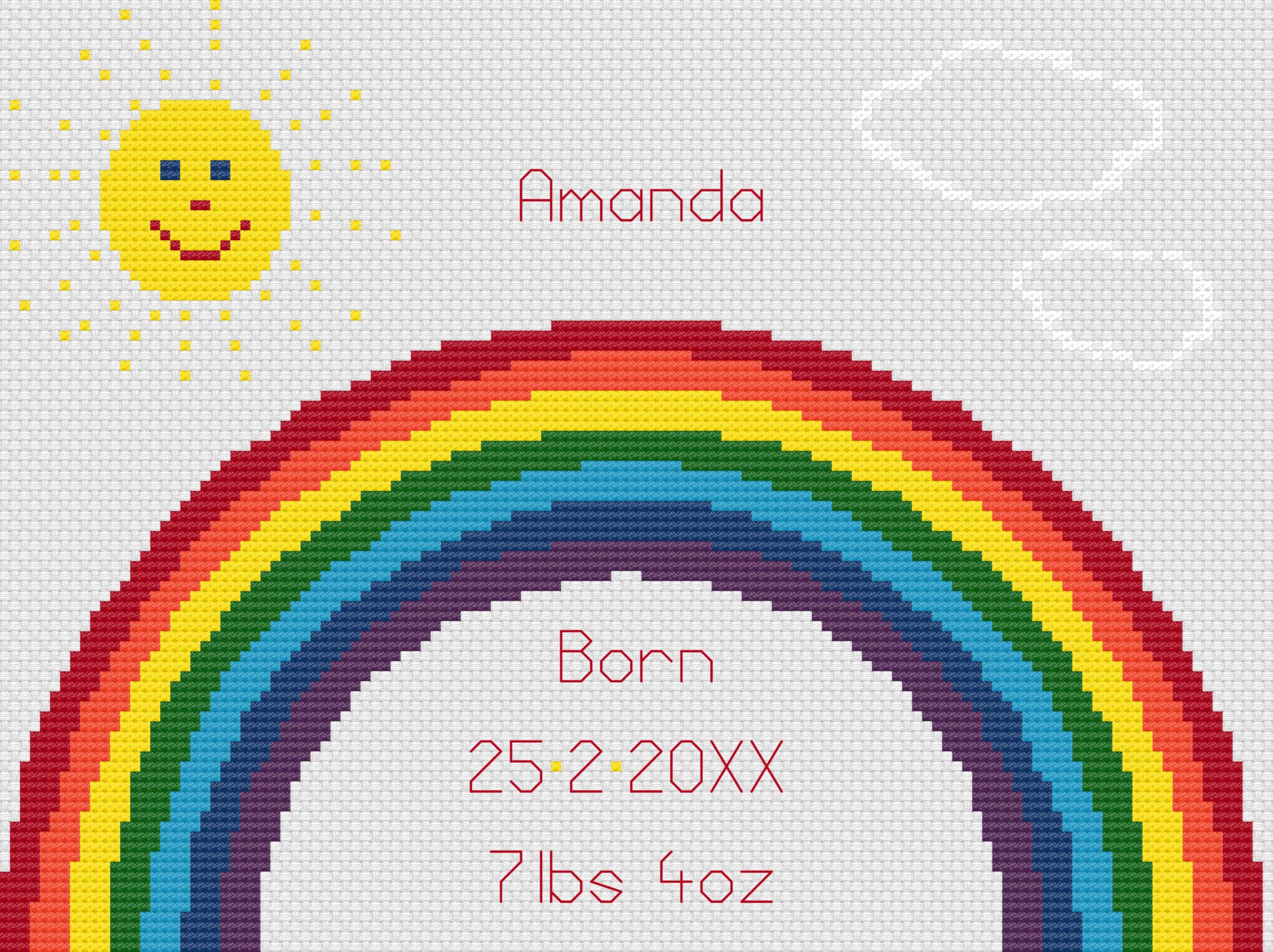 Rainbow Birth Sampler Cross Stitch Kit