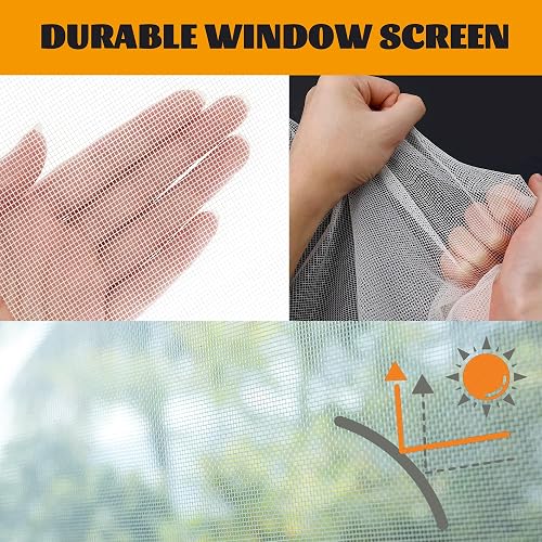 GLQ Mosquito Net Fibreglass Mesh for Windows, 120 x 250 cm, Replacement Tarpaulin, UV Resistant Net for Window and Door Mosquito Nets Cuttable Roll-Black (White) - 2