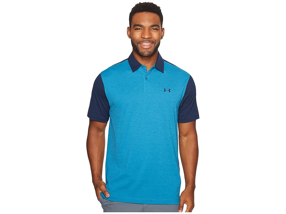 

Under Armour Golf Tips Back Jacquard Polo (Bayou Blue/Academy/Academy) Men's Short Sleeve Knit