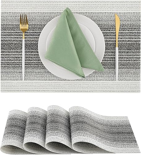 Miniatura 24 de Leetaltree - Juego de 6 manteles individuales, resistentes al calor, antideslizantes, para mesa de comedor, lavables, duraderos, tejido de PVC Azul