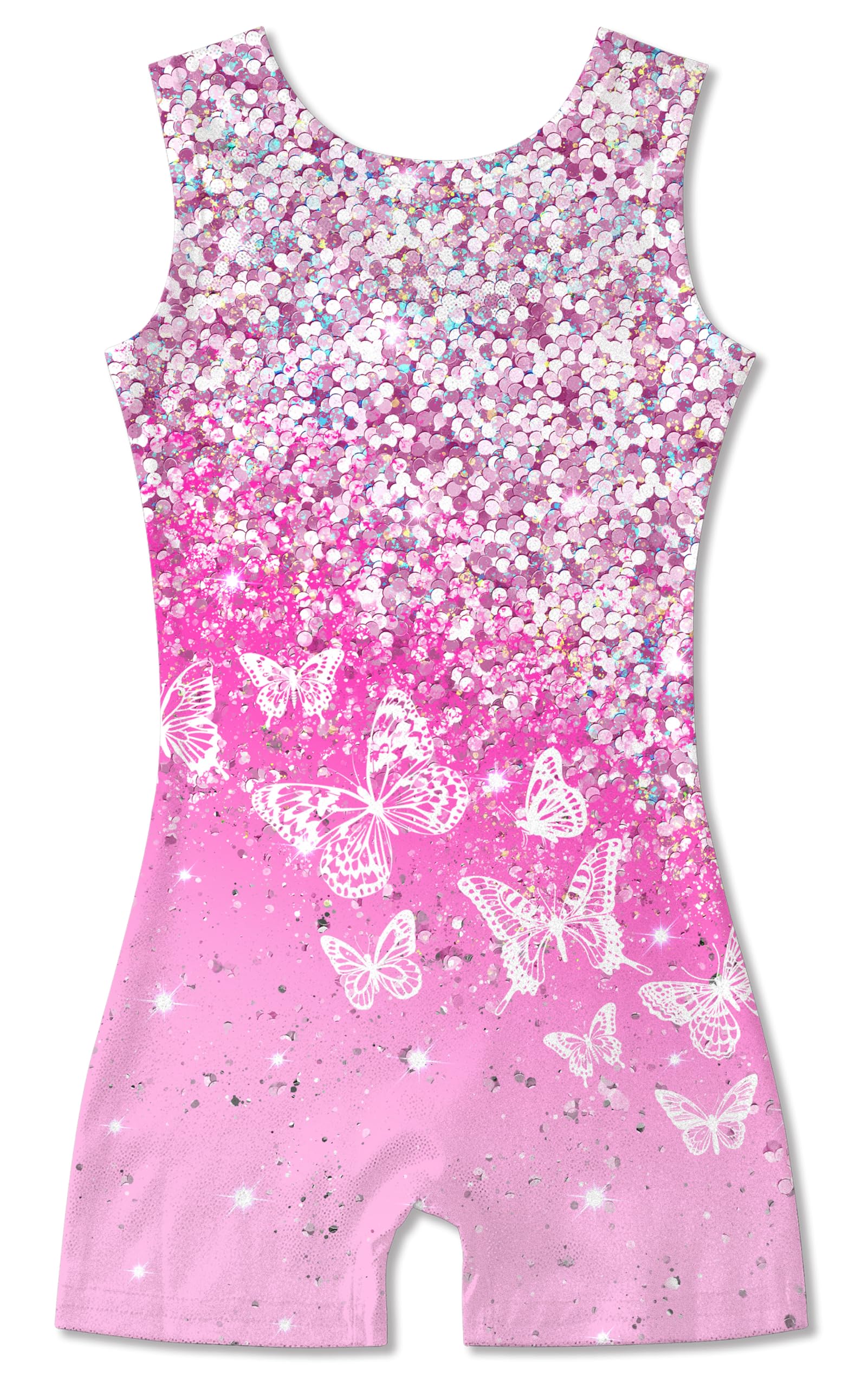 ACOCOPY Girls Leotards for Gymnastics Sparkly Biketards Unitard with Shorts Quick Dry Dance Outfits 4-9 Years — view 10