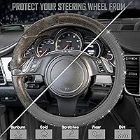 Vista 7 de CAR PASS Funda para volante de cuero con diamantes de imitación brillantes, con cristales brillantes y relucientes con estrás, ajuste universal