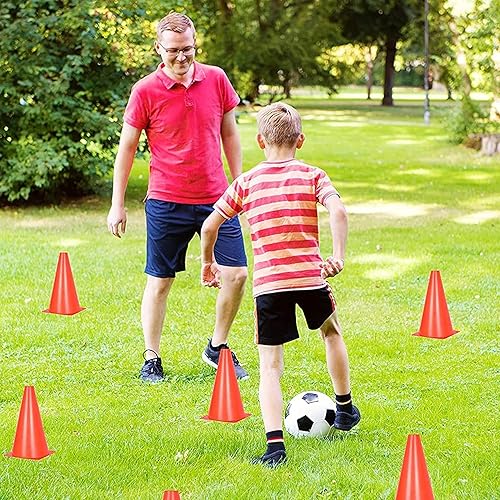 Miniatura 5 de Vizari Conos de entrenamiento deportivo naranja de 9 pulgadas para ejercicios de fútbol, baloncesto, fútbol, pista y agilidad, juego de 12 y 24