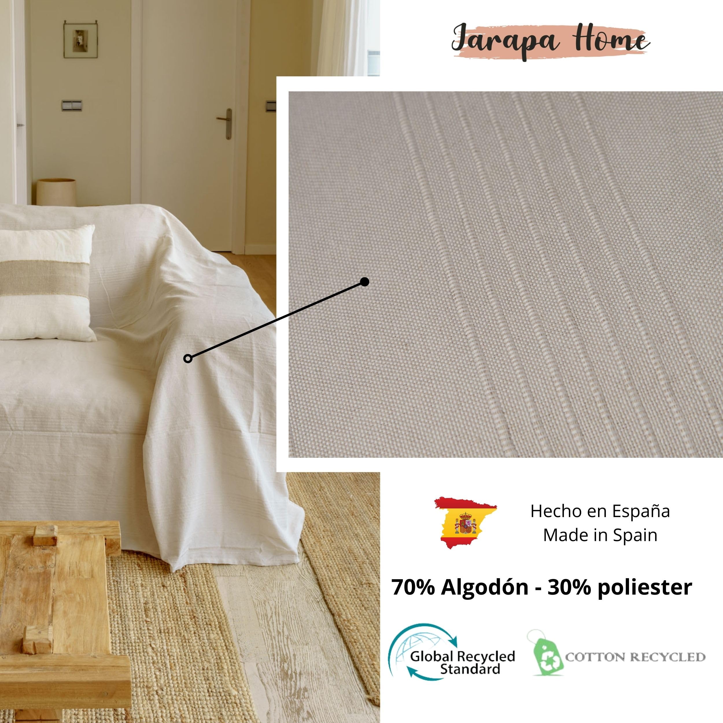 Jarapa Home Made with love Zomersprei, multifunctionele sprei voor banken, witte sprei, multifunctionele deken, sofadeken, duurzame stof, gemaakt in Spanje (beige, 140 x 180 cm Jarapa Home Made with love Zomersprei, multifunctionele sprei voor banken, witte sprei, multifunctionele deken, sofadeken, duurzame stof, gemaakt in Spanje (beige, 140 x 180 cm