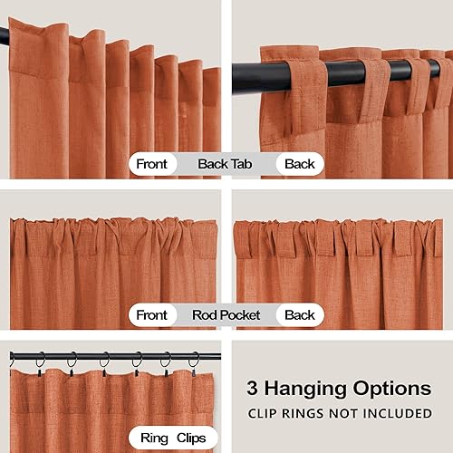 Miniatura 70 de KOUFALL Cortinas transparentes de lino de 90 pulgadas, cortinas para Sala Modernas 2025 De Lino Elegantes, cortinas personalizadas con pestaña