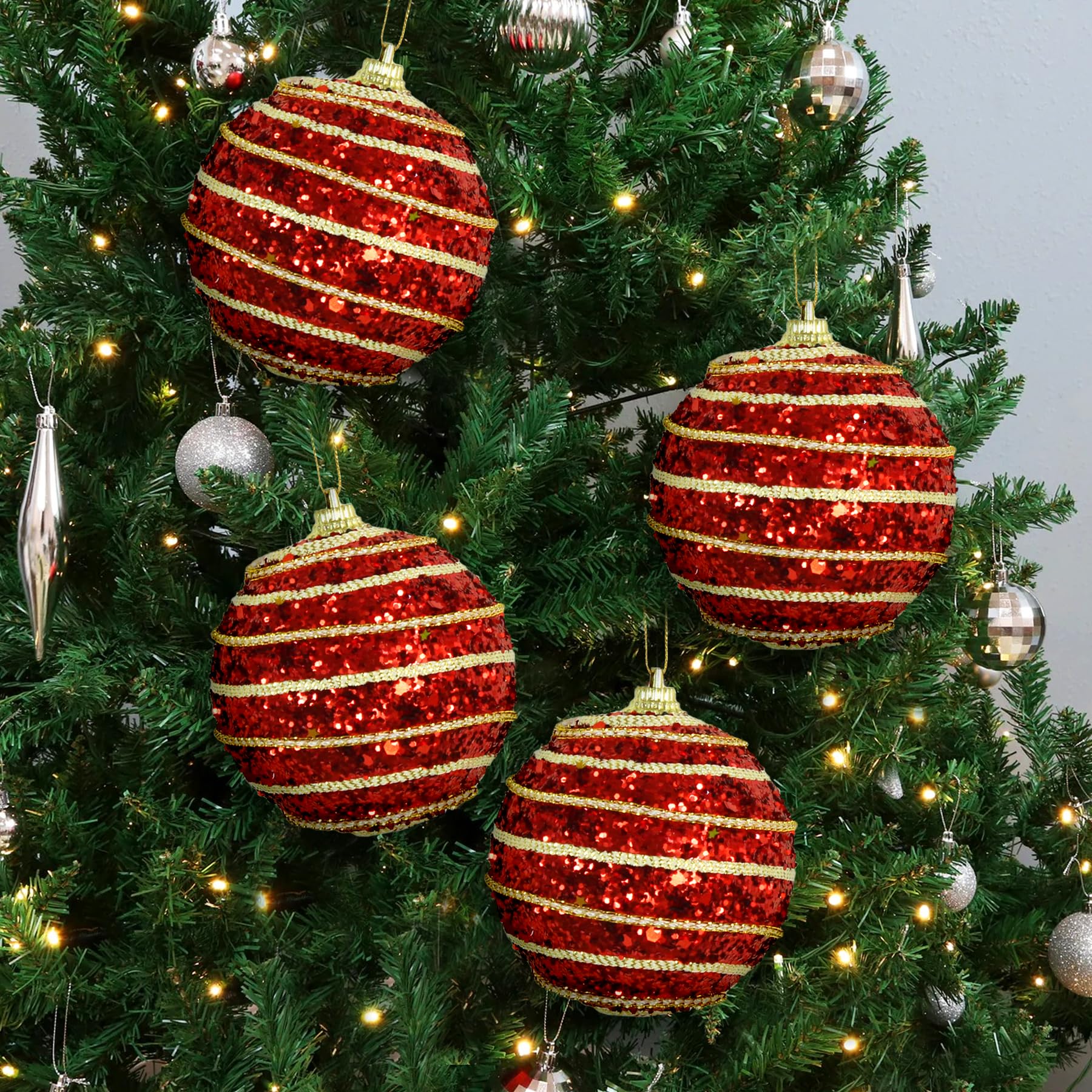 Buy TIED RIBBONS Pack of 4 Christmas Tree Decoration Items Balls
