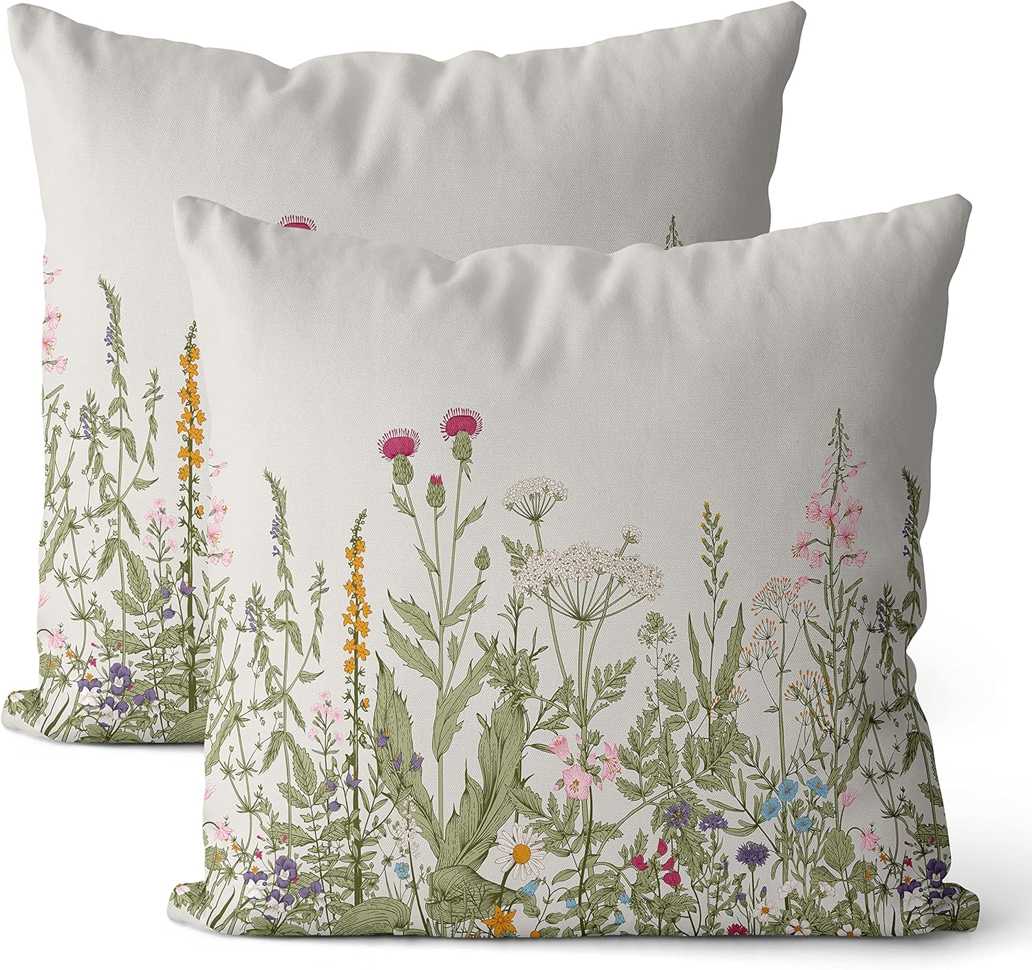 Wsunsal Spring Flower Pillow Covers 16 X 16 Inch Set of 2 Rustic Sage