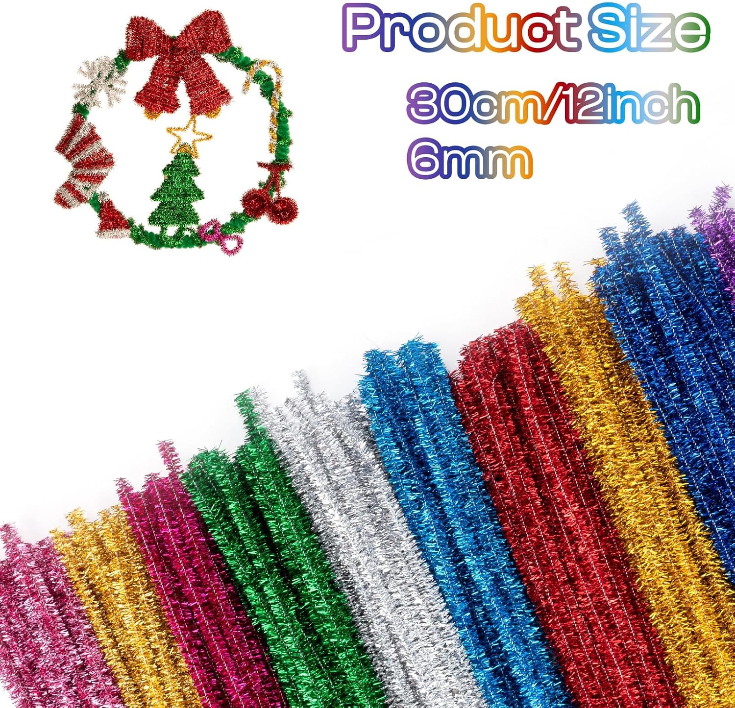 Caydo 200PCS Glitter Pipe Cleaners for Creative Art and Craft Projects image 3