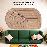Craft Trade Oval Jute Zone Rug, 4x6 Pieds, Tapis de sol tressé à la main naturel, Rouille de jute ovale réversible pour salon, chambre et salle à manger Space