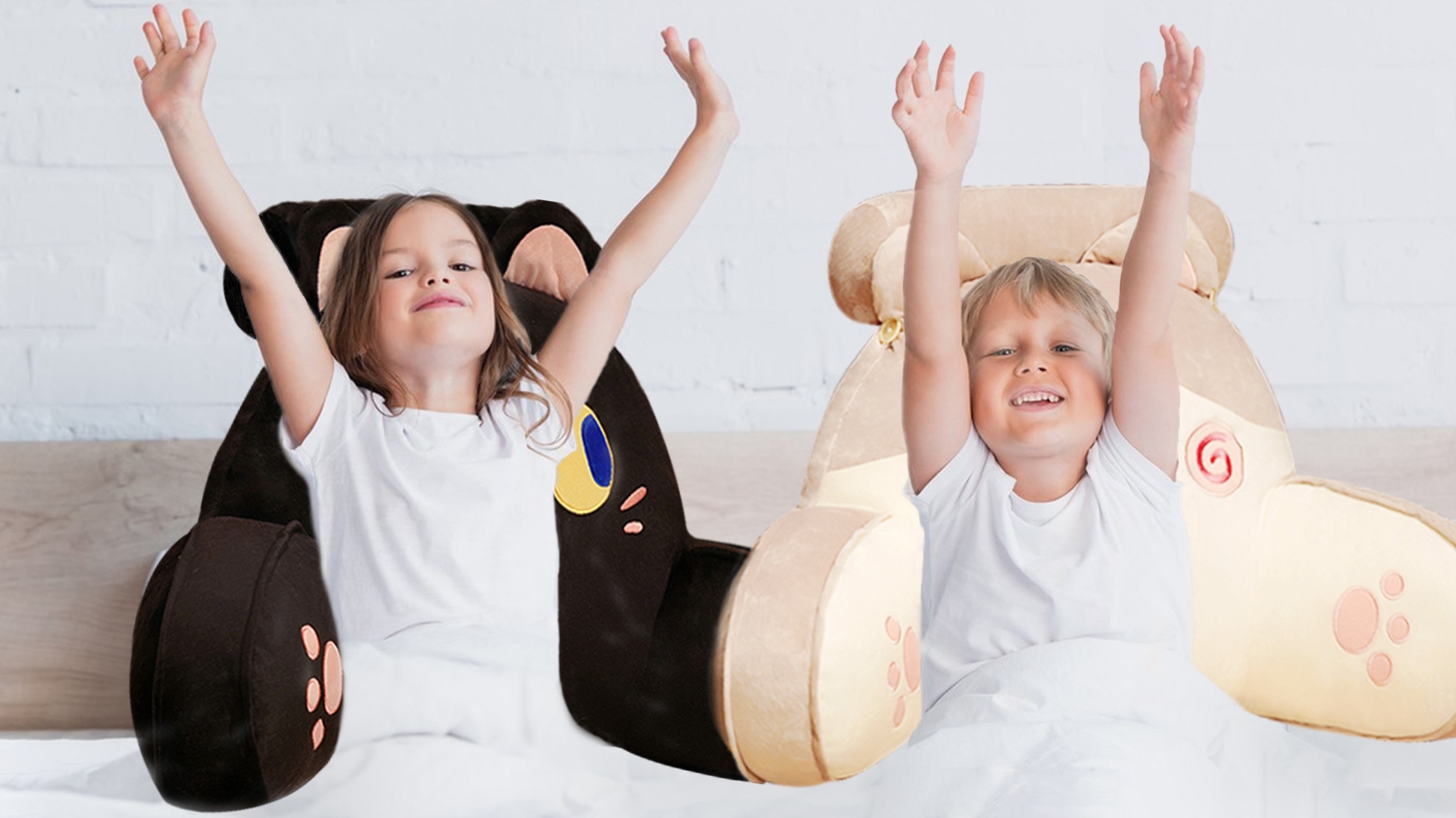 Bed Reading Pillow - Capybara Design Backrest With Arms, Short Plush PP