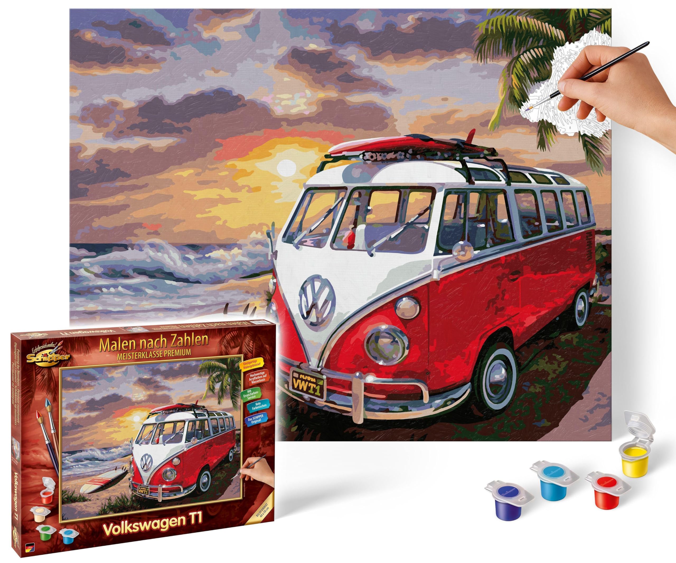 Schipper 609130861 Dipingere con i Numeri, Volkswagen T1, dipingendo Immagini per Adulti, Inclusi pennelli e Colori acrilici, 40 x 50 cm