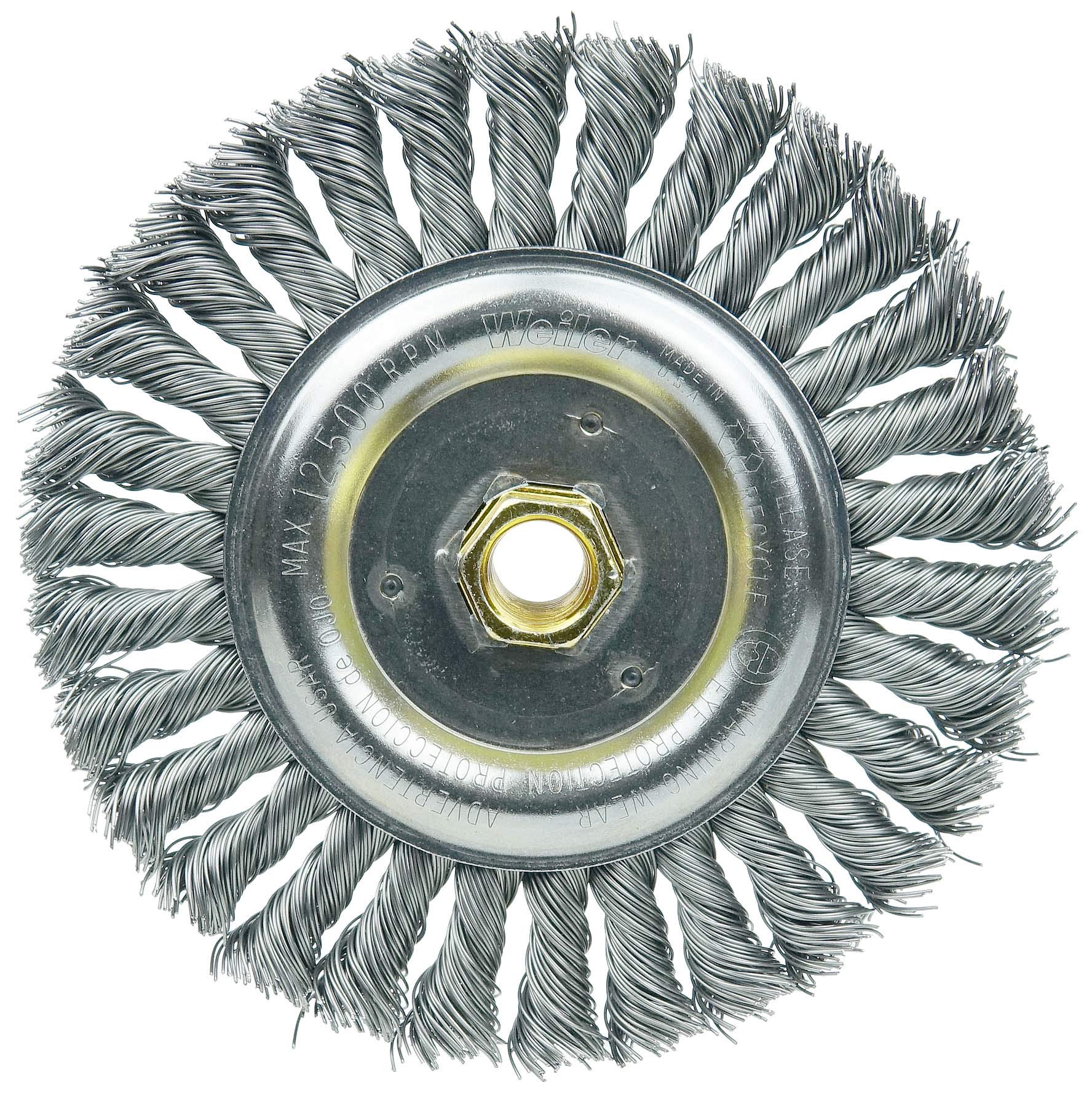 Weiler 79804 Dually Filler Pass soldadura de alambre de acero cepillo de limpieza, 6 ", 0,23 Fill, 5/8" -11 unc double-hex tuerca (Pack de 5)