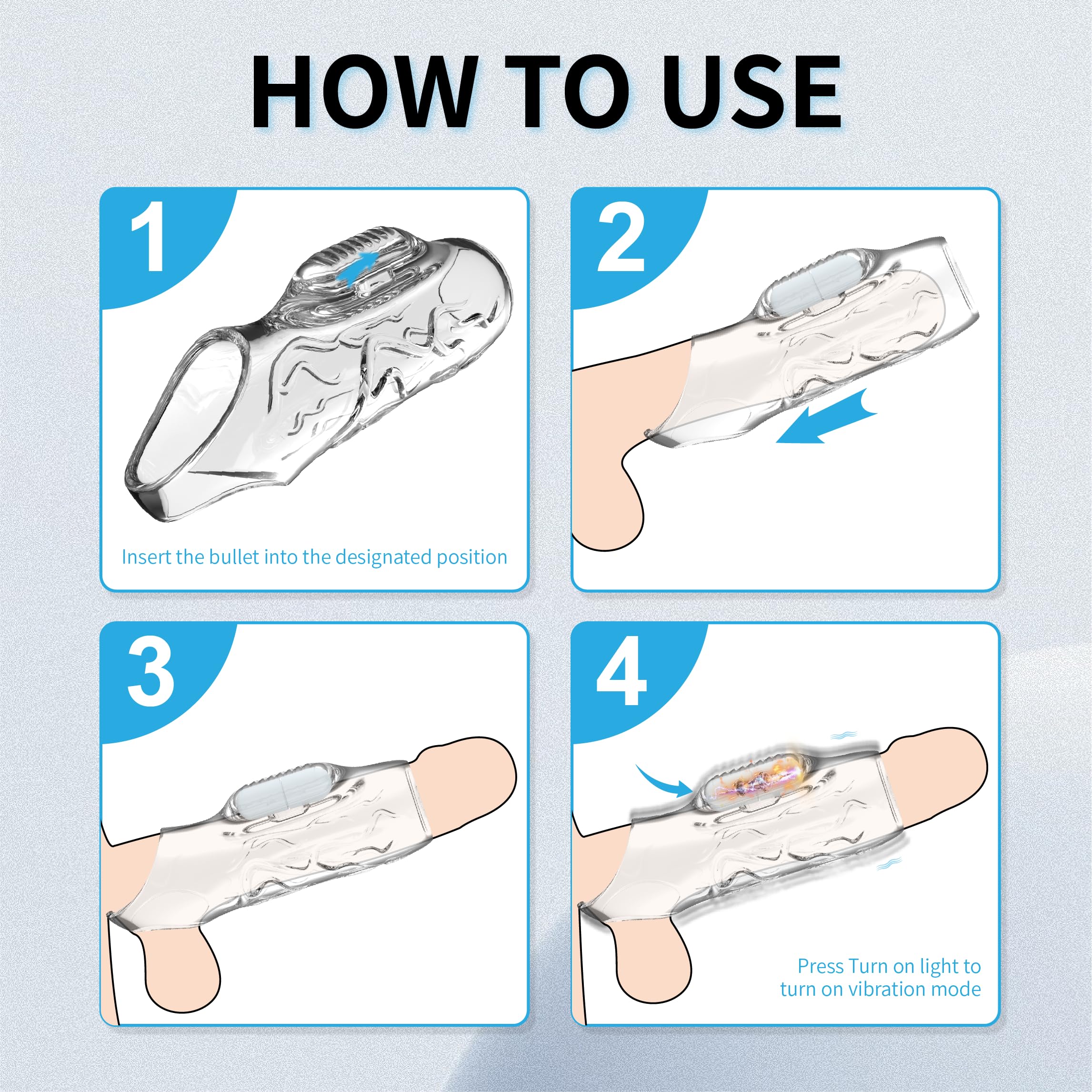 Guaina Pene con Anelli per Coppia, Vibratore Sex Toys per Stimolare il Clitoride Donna e Miglioramento Dell'erezione Uomo, Medical Silicone Pene Prolunghe, Morbido ed Elastico, Durevole (YFBA-001)