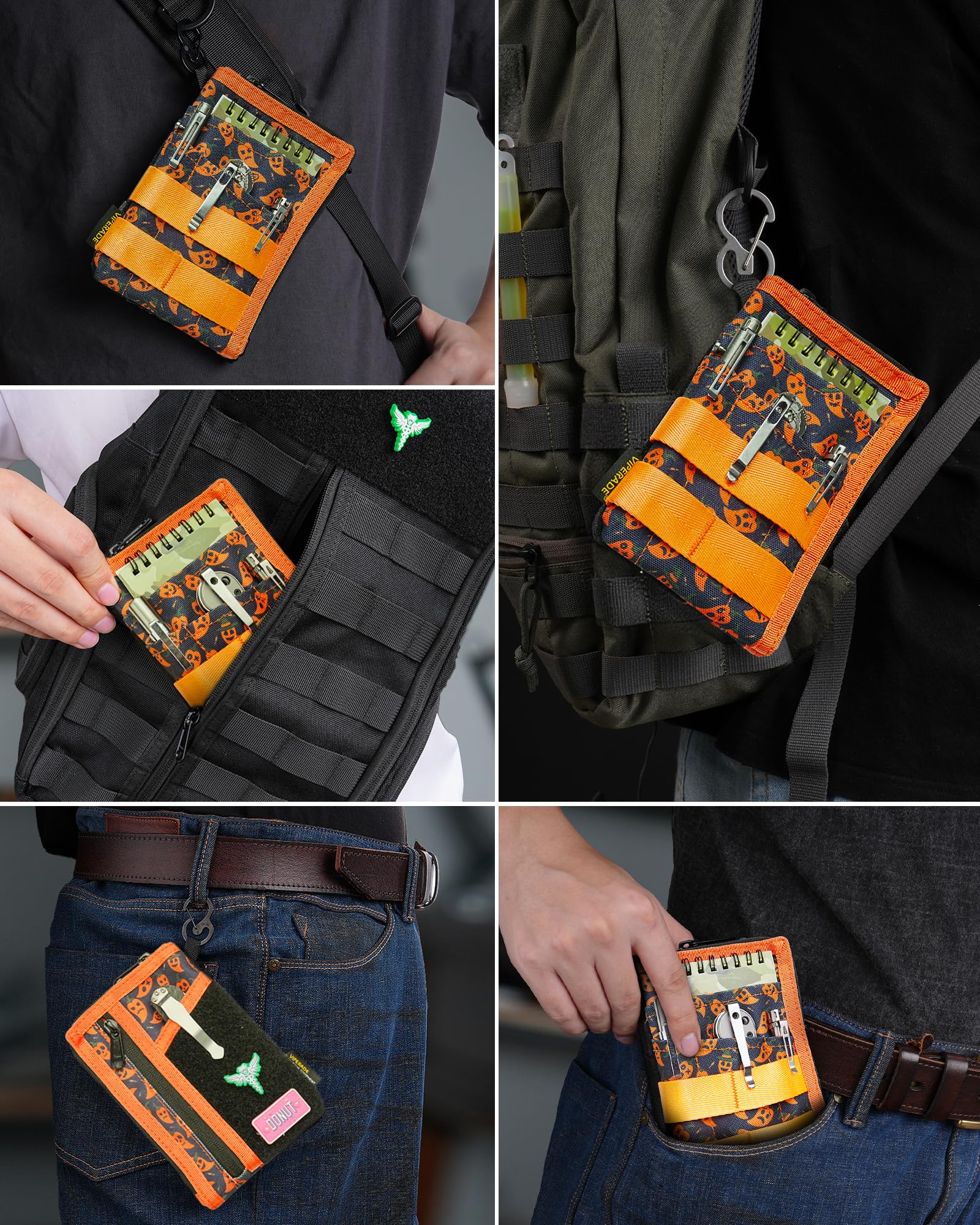 VIPERADE VE36 Schlanke EDC Pouch mit DIY Patch-Bereich, Minimalistische Geldbörse für Herren, EDC Tasche Organizer für Multitools