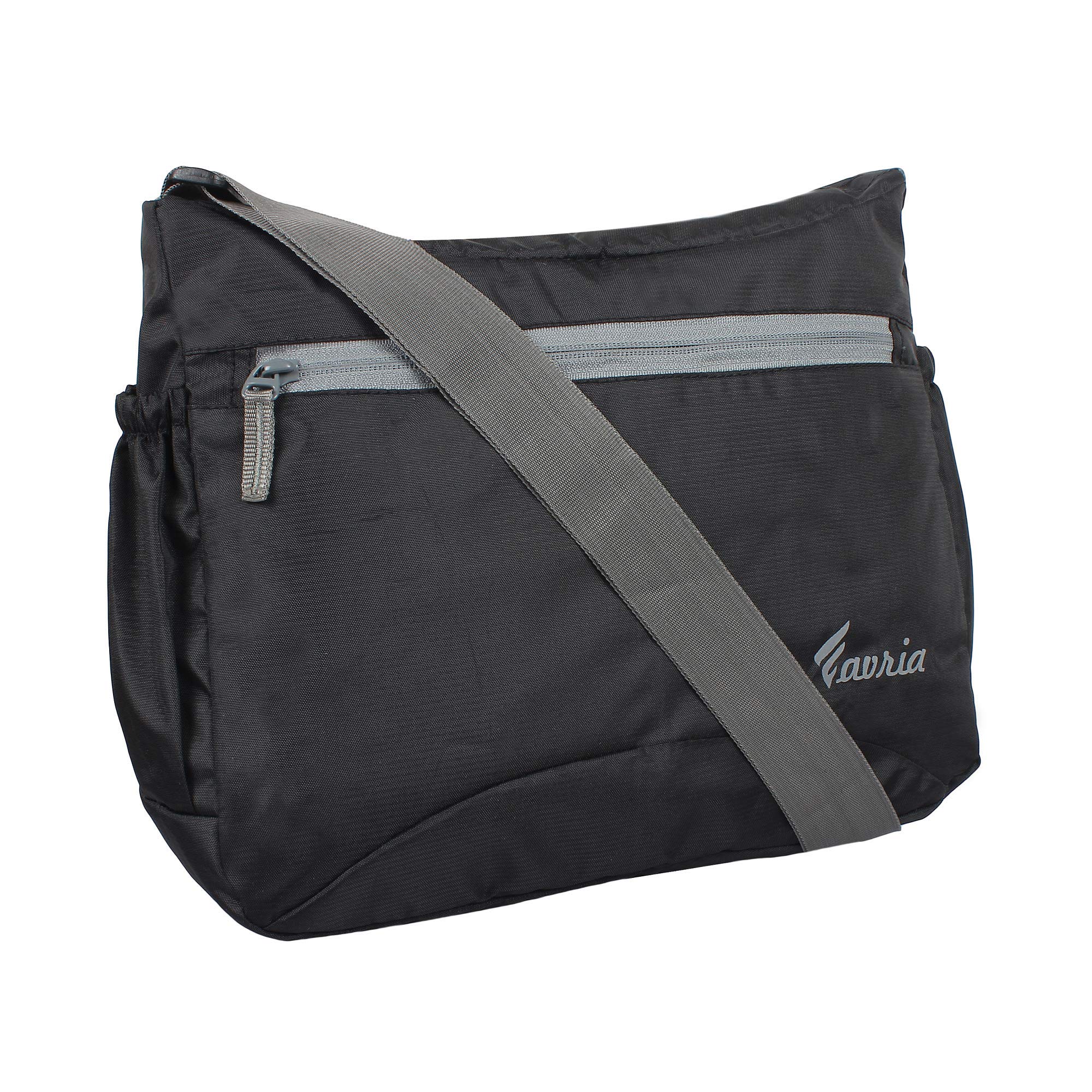 Polyester Water Resistant Sling Bag For Men Cross Body Travel Office Business Messenger one Side Shoulder Bag for Men and Women - (Black)-image-33