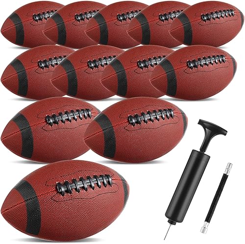 Jerify 12 unidades de fútbol de cuero compuesto, tamaño oficial, pelota de fútbol inflable a granel con bomba para interiores y exteriores,